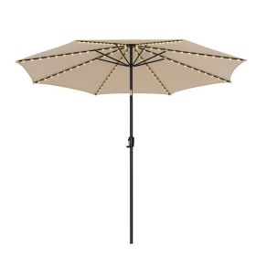10 Feet Patio Umbrella with 112 Solar Lights and Crank Handle-Beige