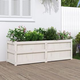 Garden Planter White 59.1"x19.7"x19.7" Solid Wood Pine
